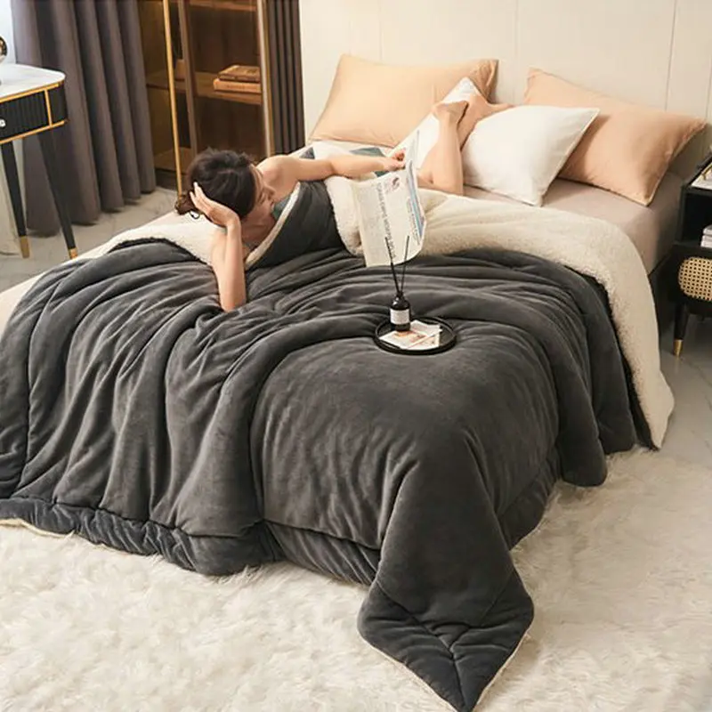 Winter Warm Blanket for Bed Sofa Soft Berber Fleece Blankets for Double Bed Cash
