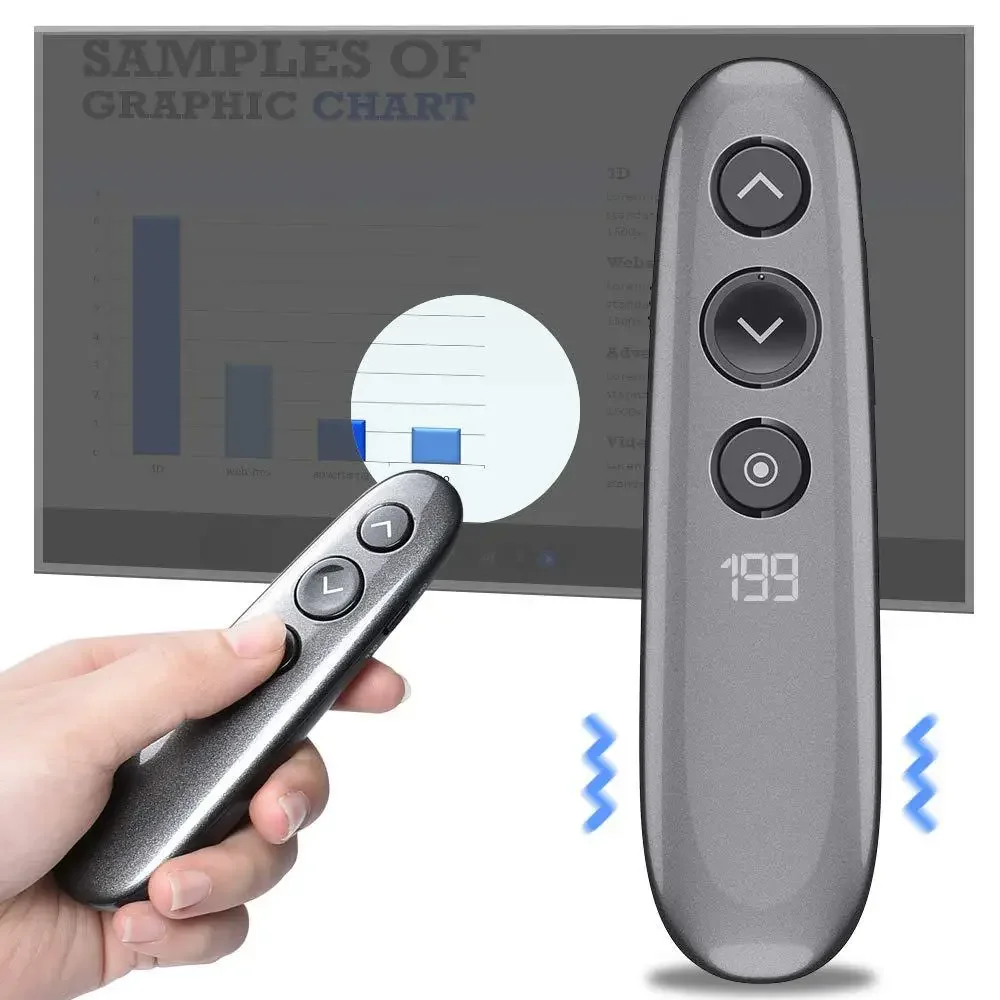Wireless Presenter Lighting Magnify Laser Pen Spotlight Timer LED Digital Pointe