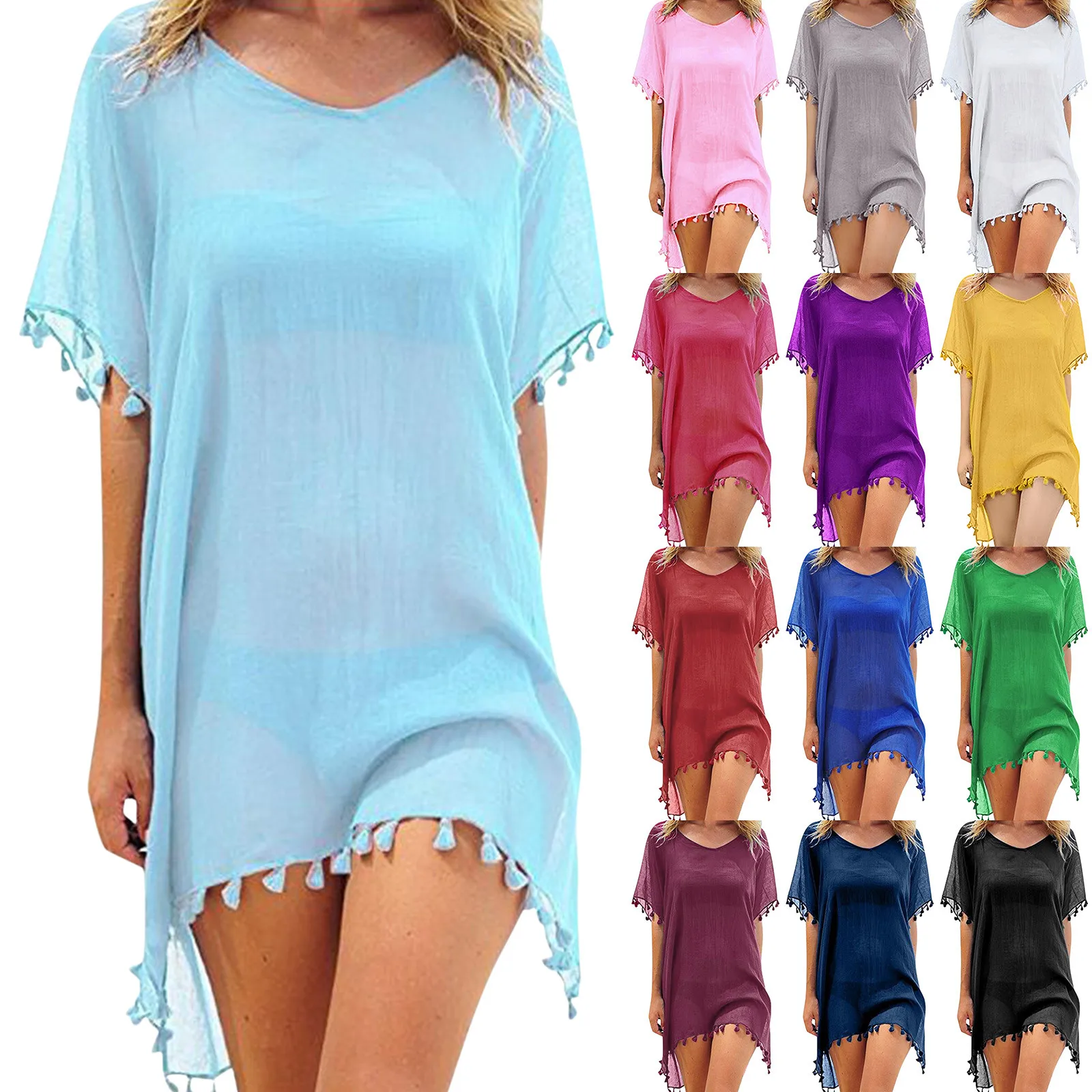 Women Beach Cover Up Lace Hollow Crochet Swimsuit Beach Dress Women 2024 Summer 