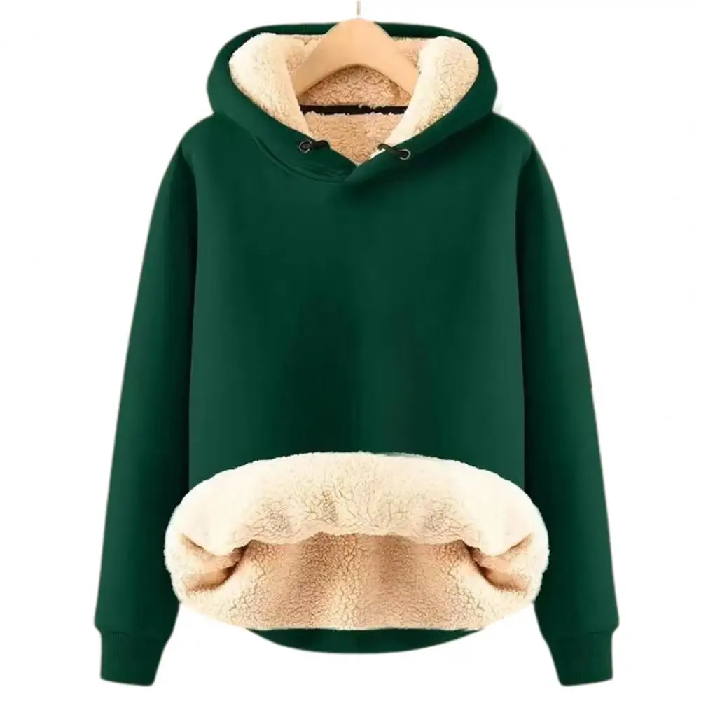 Women Lambswool Thicken Thermal Sweatshirts Printed Cute Fleece Warm Hoodies Cas