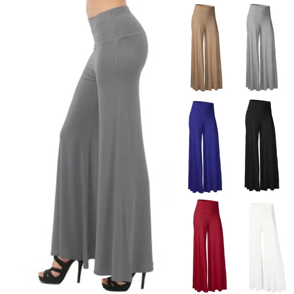 Women'S Wide High Waist Wide Leg Long Pants Leg Pants Fashion Loose Stretch Pala