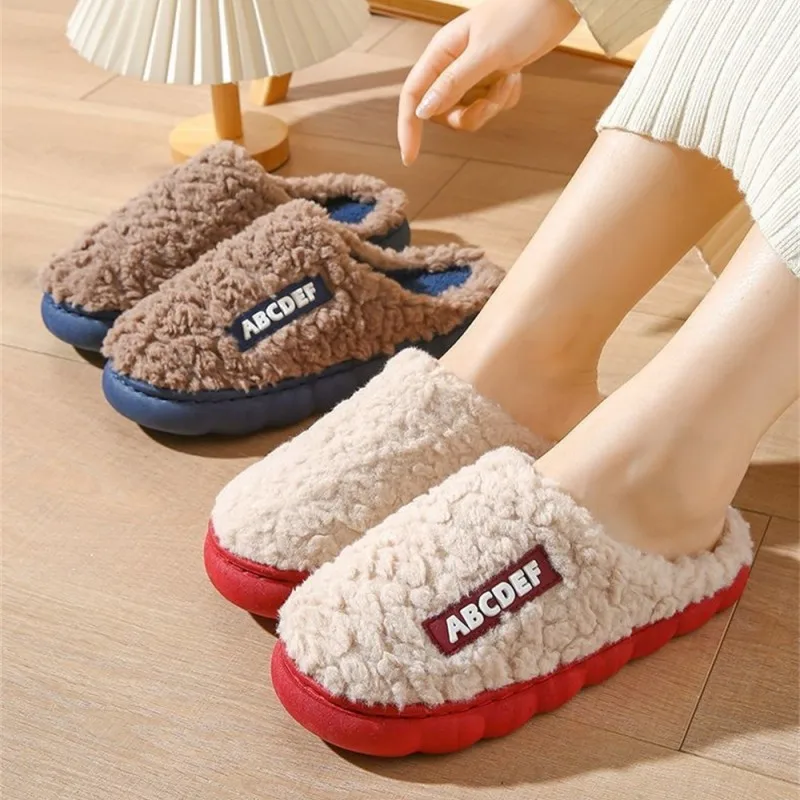 Women Winter Warm Home Slippers Thicken Indoor Boy Girl Floor Slides Plush High 