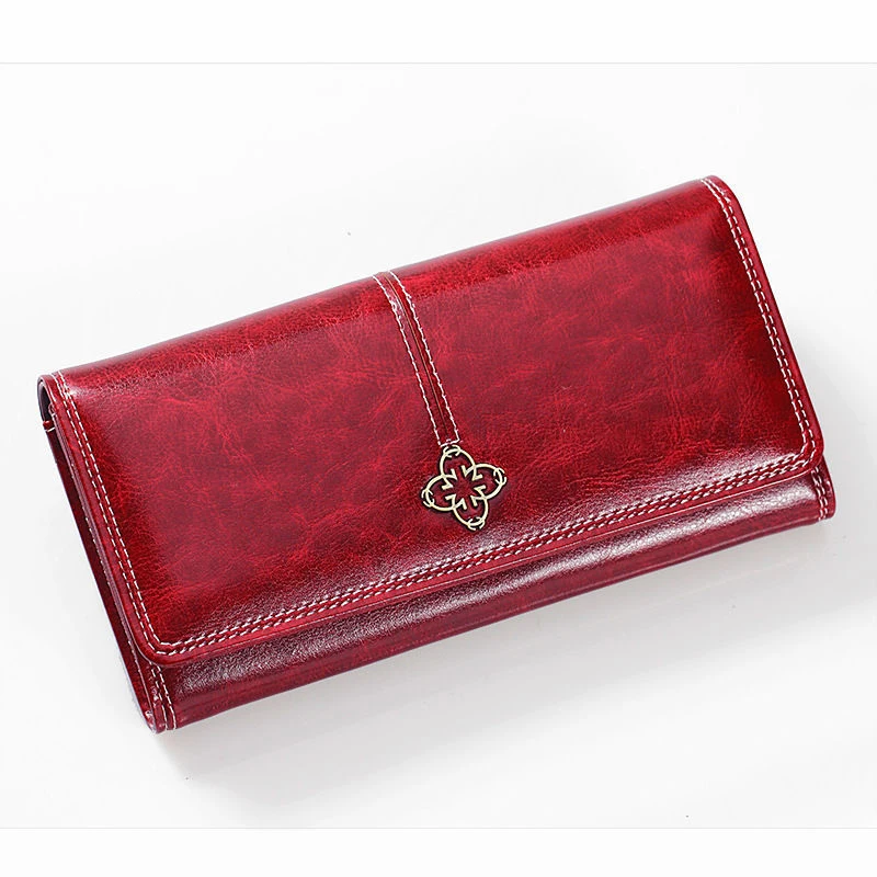 Waterproof RFID Blocking Folding Wallet Multiple Card Slots Oil Wax Leather Woma