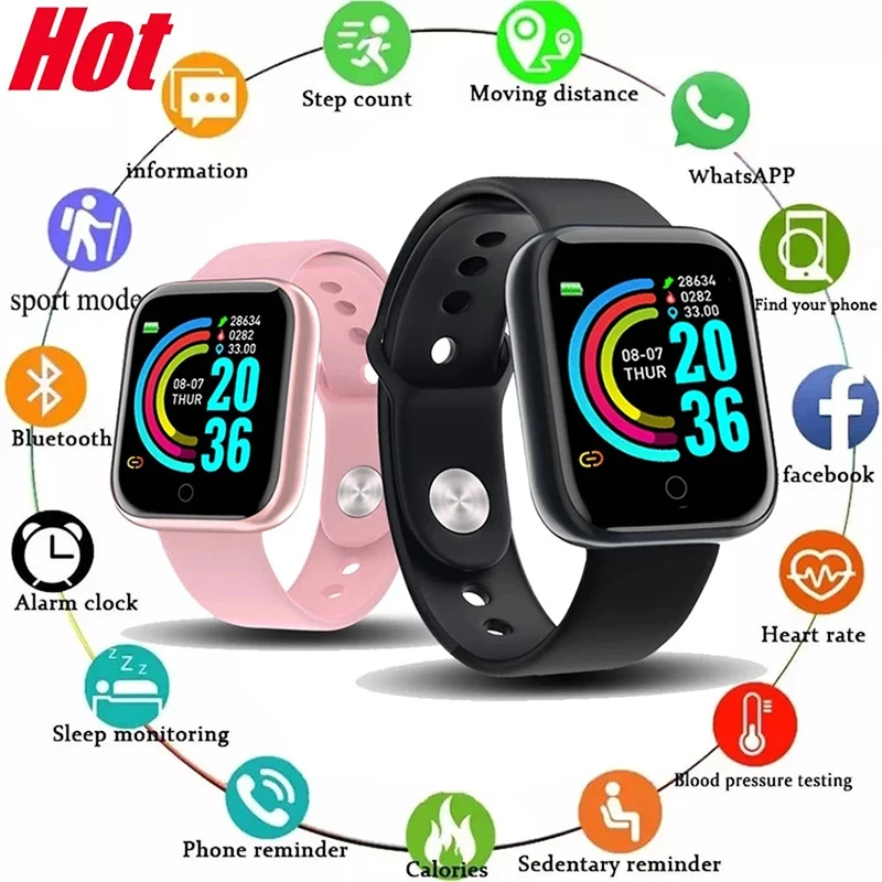Y68 Smart Watch Men Women Heart Rate Blood Pressure Monitor Fitness Children Kid