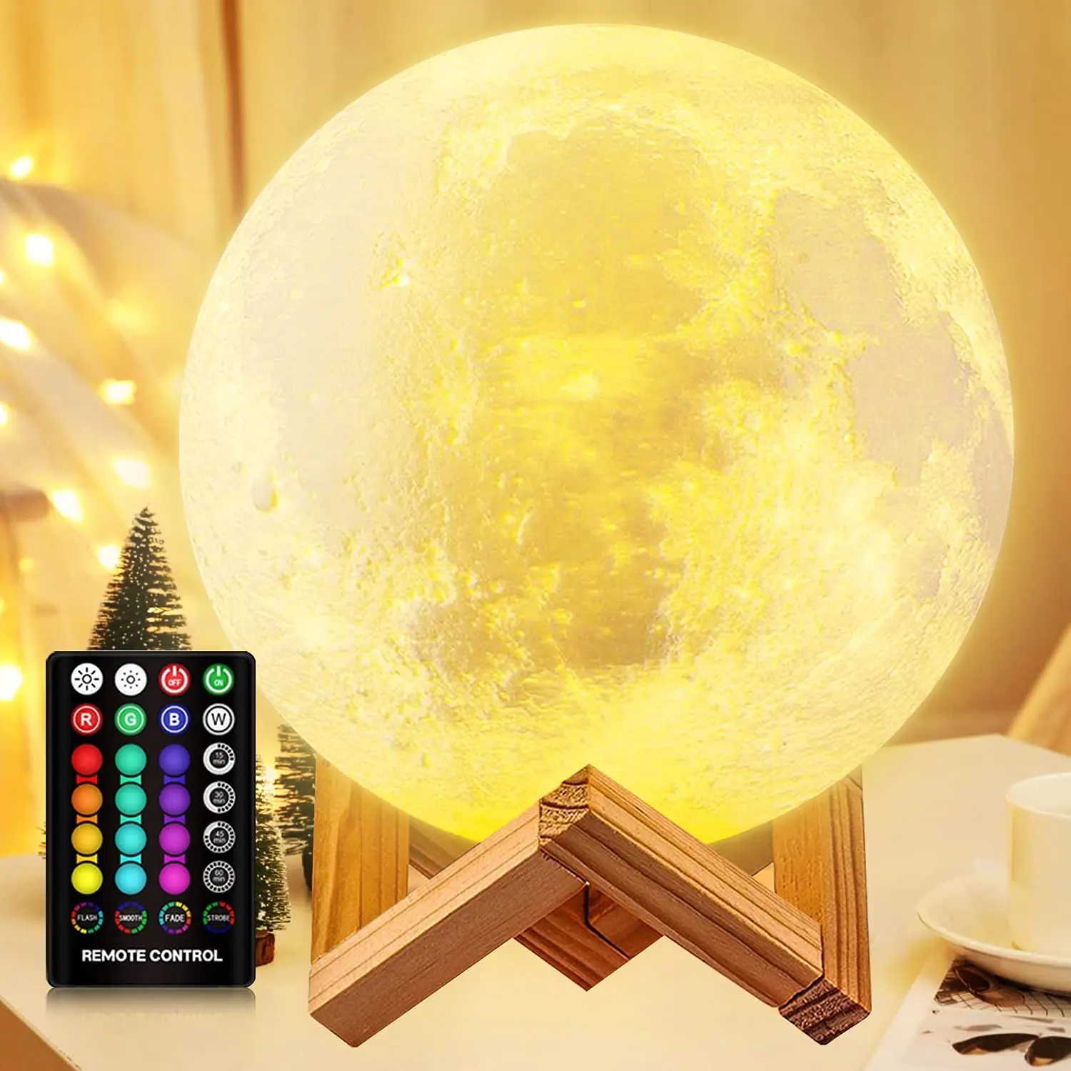 Moon Lamp Kids Night Light Galaxy Lamp 16 Colors LED 3D Moon Light Touch Remote 