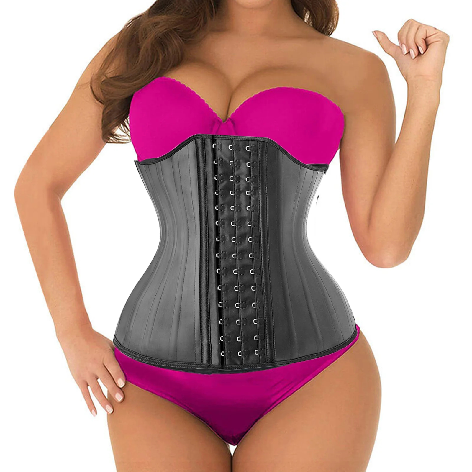 25 Steel Bones Latex Waist Trainer Corset Shapewear Slimming Belly Women Body Sh