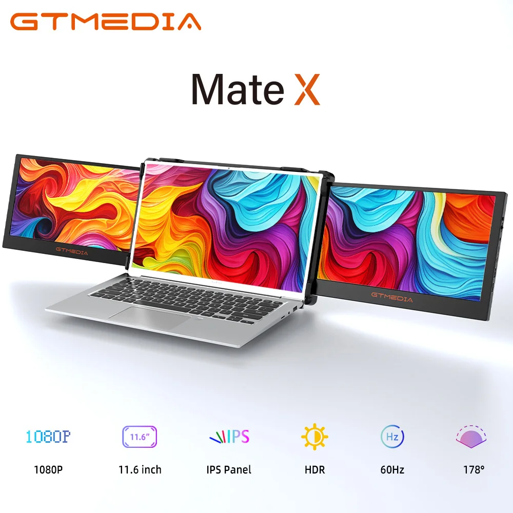 11.6 Inch FHD Triple Portable Monitor for Laptop Extender Display Dual Foldable 