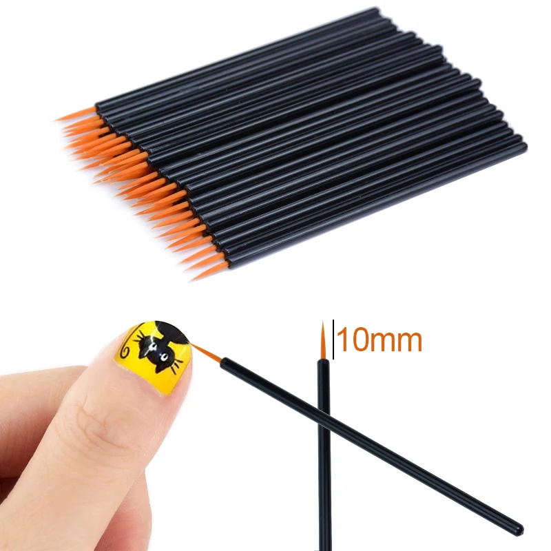 50pcs Disposable Nail Art Brush Eyeliner Painting Pen Manicure Brush Eyeline Mak