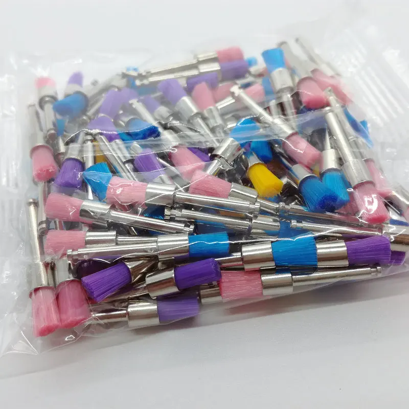 Universal 100pcs New Color Nylon Latch Flat Polishing Polisher Prophy Brushes De