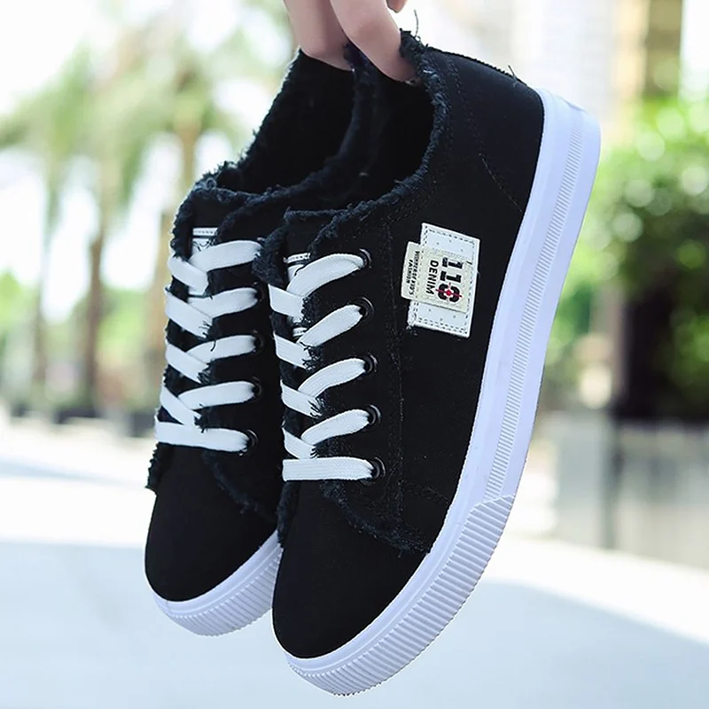 Women Canvas shoes Sneakers 2024 Hot Solid Lace-up Superstar Shoes for Girls Non