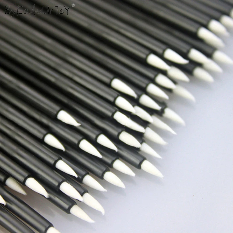 50 Pcs Eyeliner Liquid Brush Disposable Fibre Plastic Handle Lip Brush Applicato