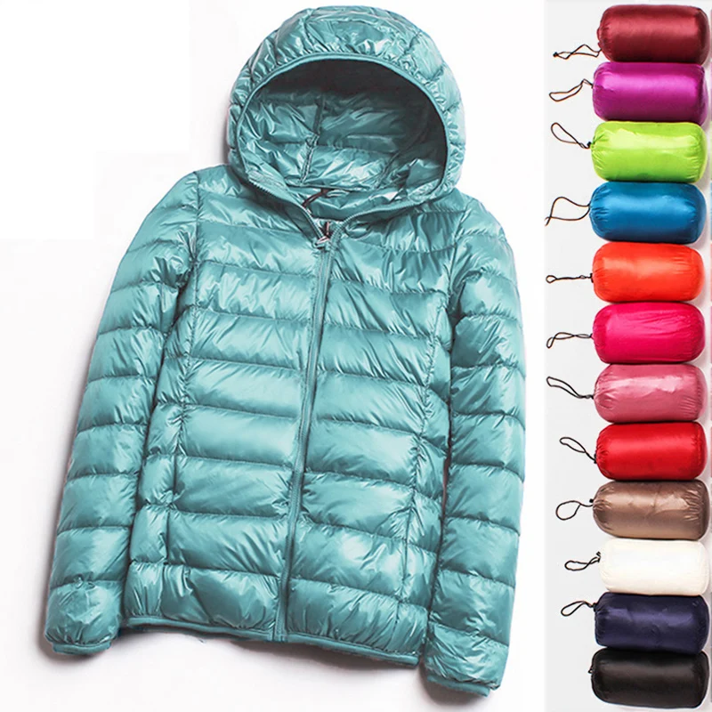 90% Ultra-light Plus Size Thin Down Jacket Women 2020 Autumn Winter Slim Short H