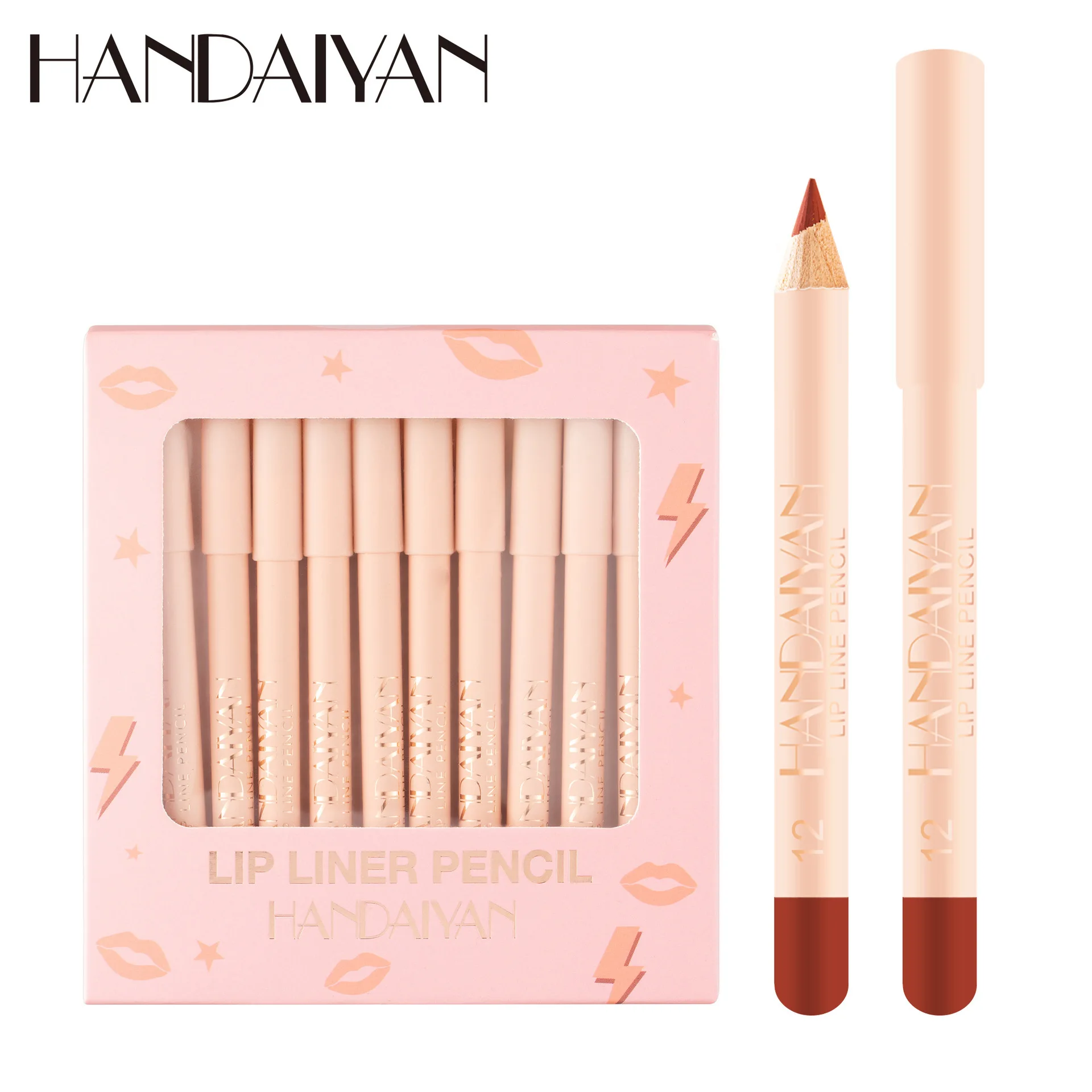 12pcs Lip Liner Pencil Set Line Top and Bottom Lip, Waterproof Velvet Mist Lip G