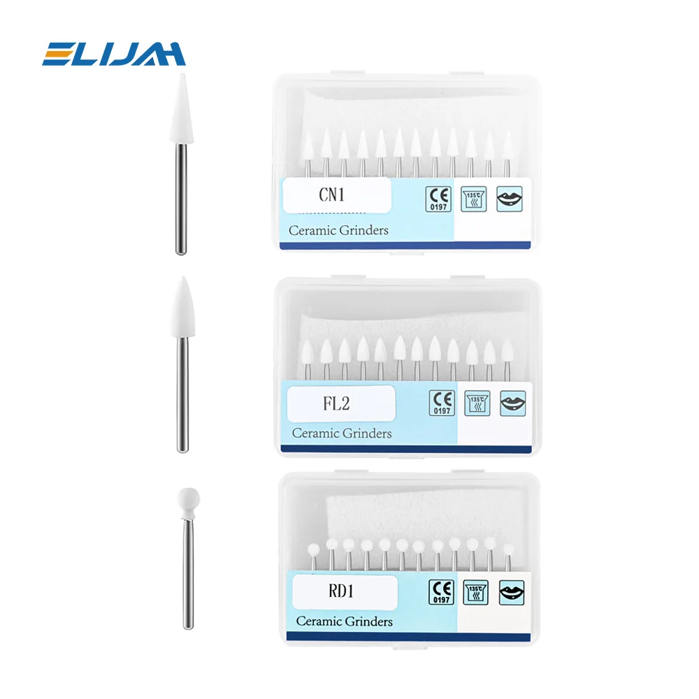 12Pcs/Box Dental Flame White Stone Polishing FG Burs FL2 CN1 RD1 Abrasion Point 