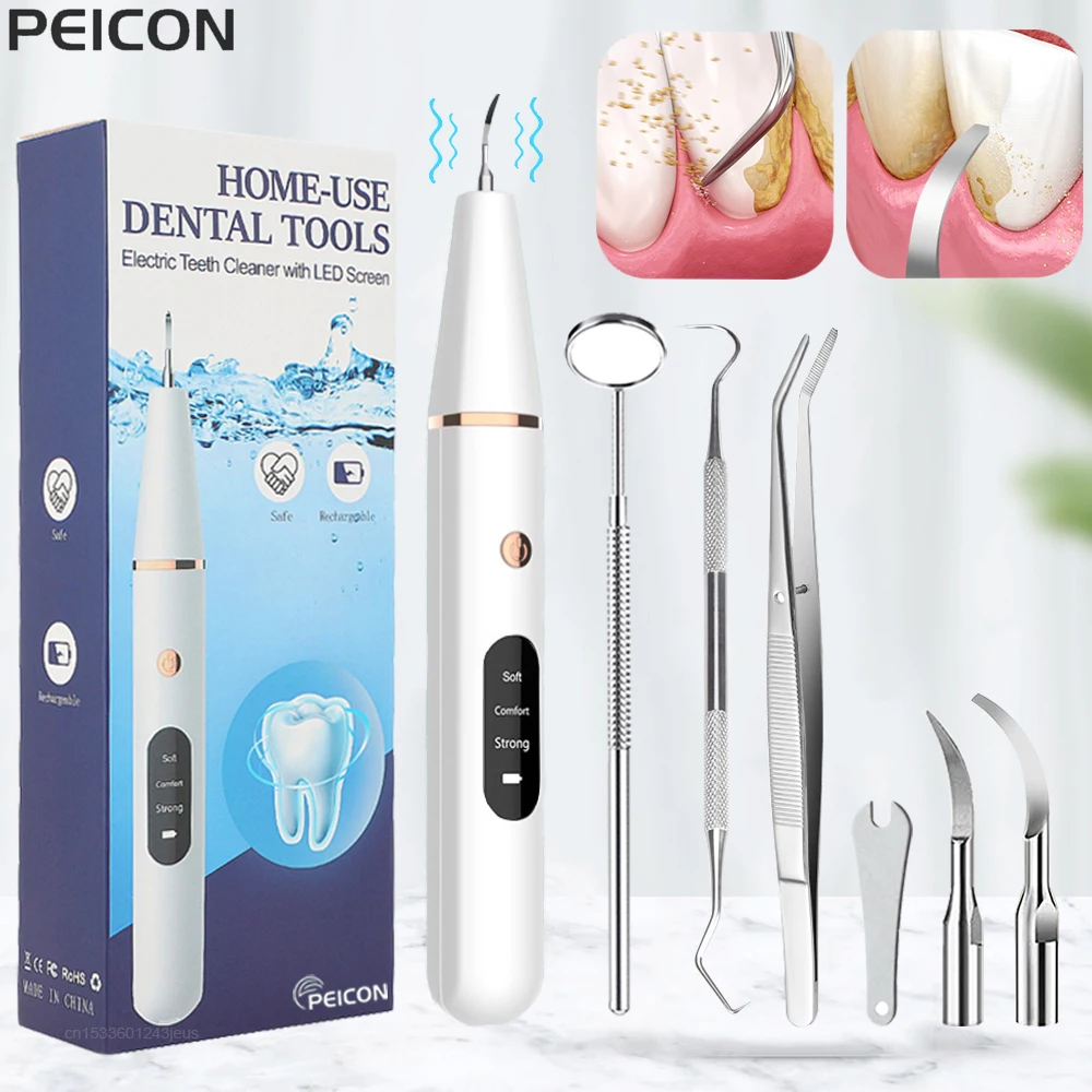 Ultrasonic Dental Scaler For Teeth Tartar Stain Tooth Calculus Remover Electric 