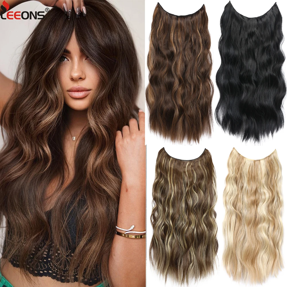 Synthatic Artificial Long Wavy Hairpiece Blonde Mixed Brown False Hair Piece For