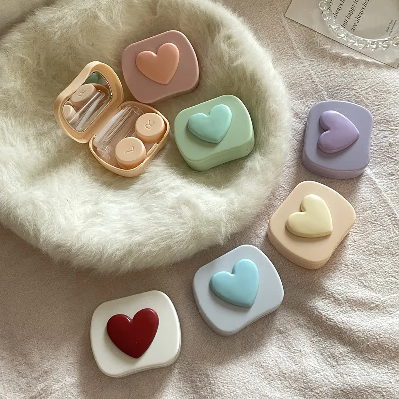 three-dimensional love contact lens case box Beauty Eye Box Travel Portable Cont