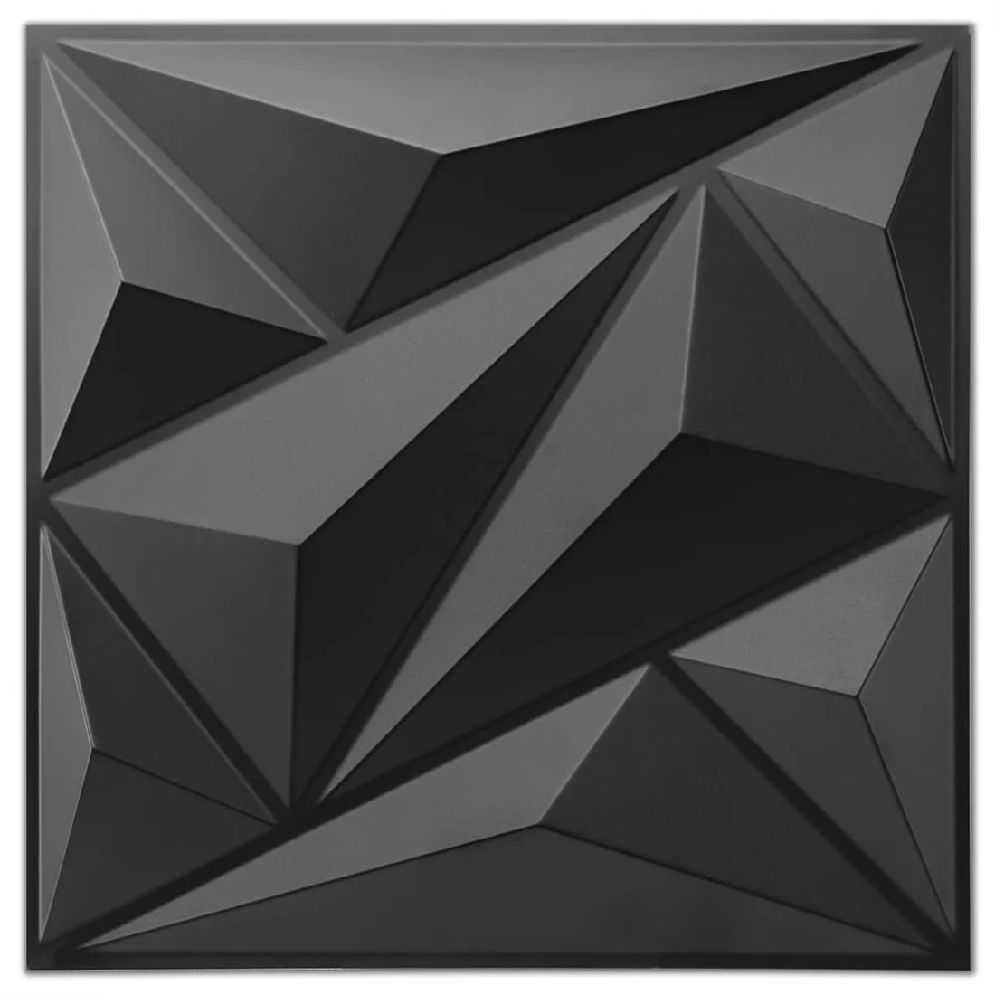 10pcs Diamond Design Decorated 3D Wallpanel, 30cmx30cm Matte White/Black, Diy Ho