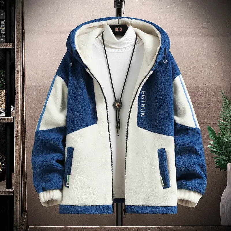 Trendy Loose-fit Sheep Velvet Jacket For Men Thickened Padded Winter Casual Hip 