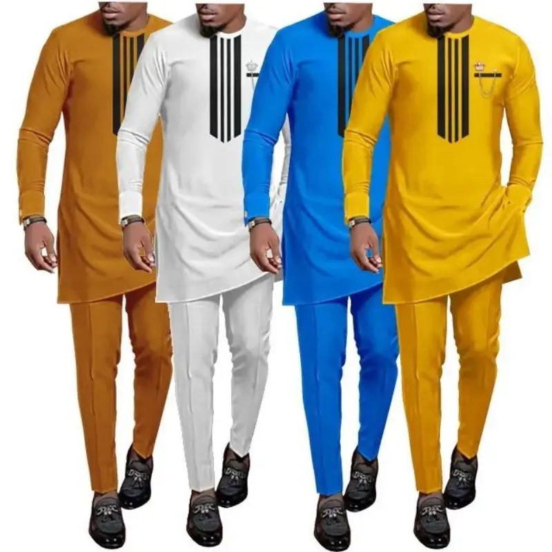 Summer 2023 New Dashiki National Dress African Men's Printed Top And Trousers Su