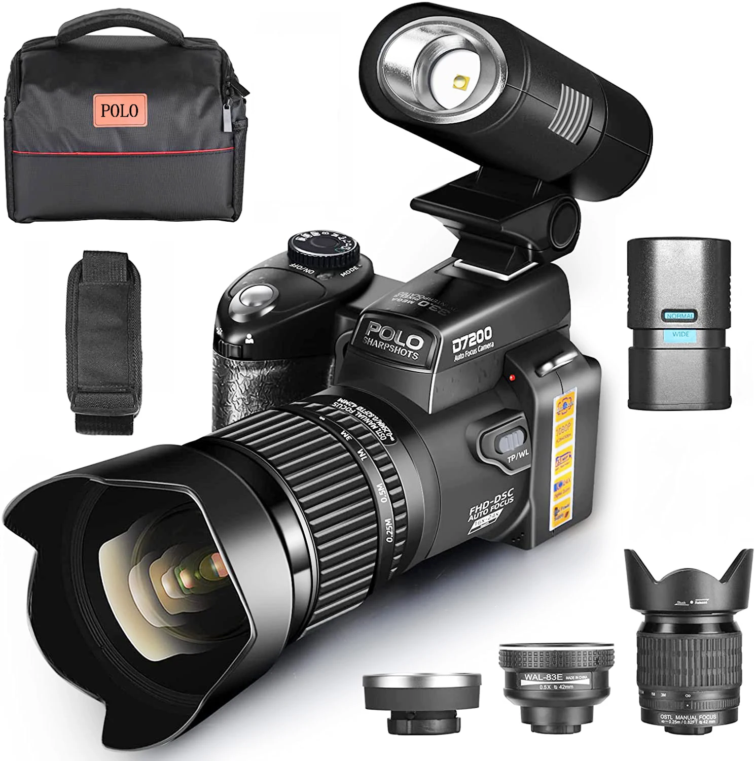 D7200 POLO Digital Camera 33MP DSLR Camera With 24X Telephoto Lens Professional 