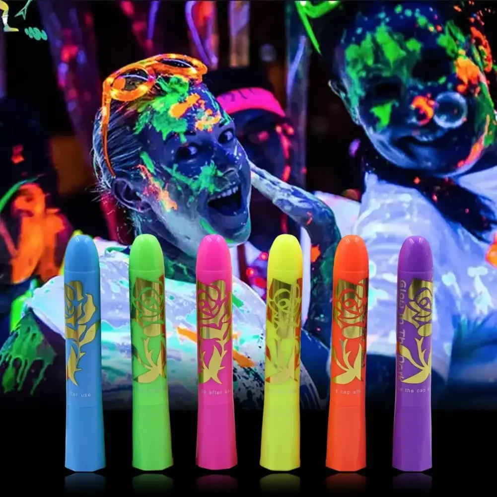 6Pcs Face Paint Crayon Vibrant Color Neon Body Paint Stunning No Odor Makeup Pai