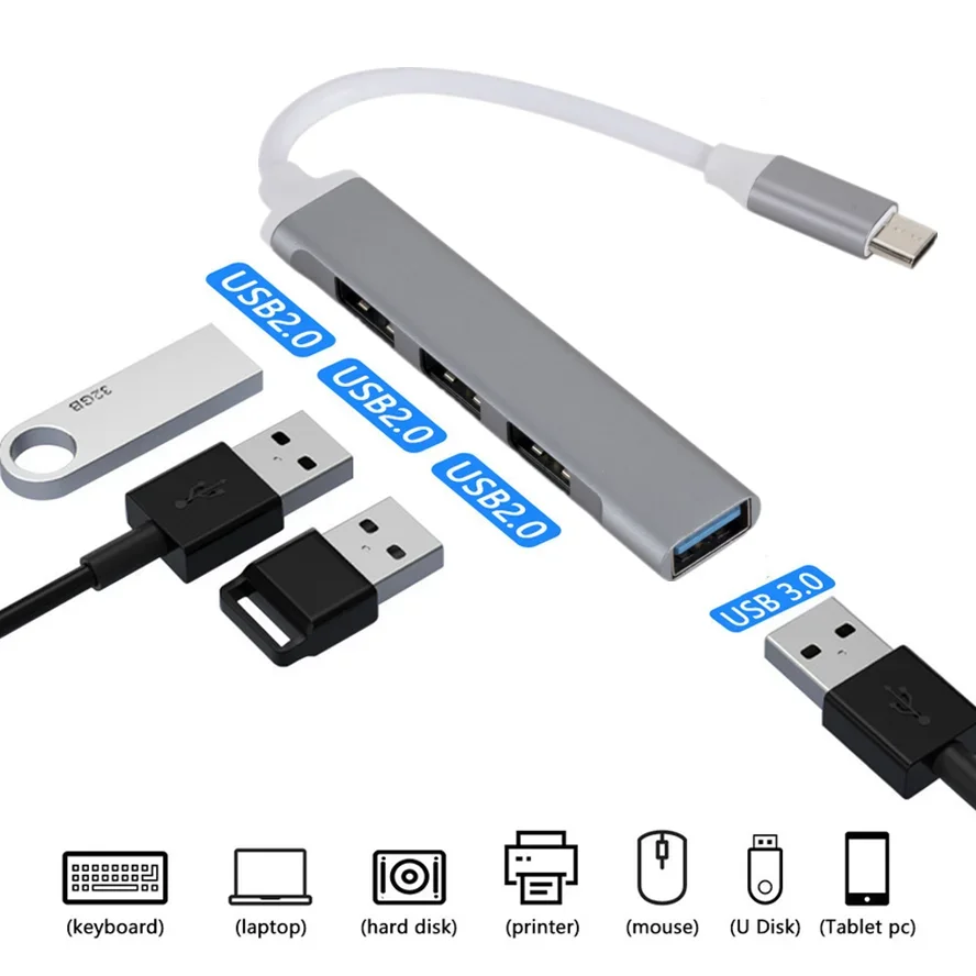 USB C HUB 3.0 Type C Extender 4 Port Splitter Adapter OTG Docking Station For Ph