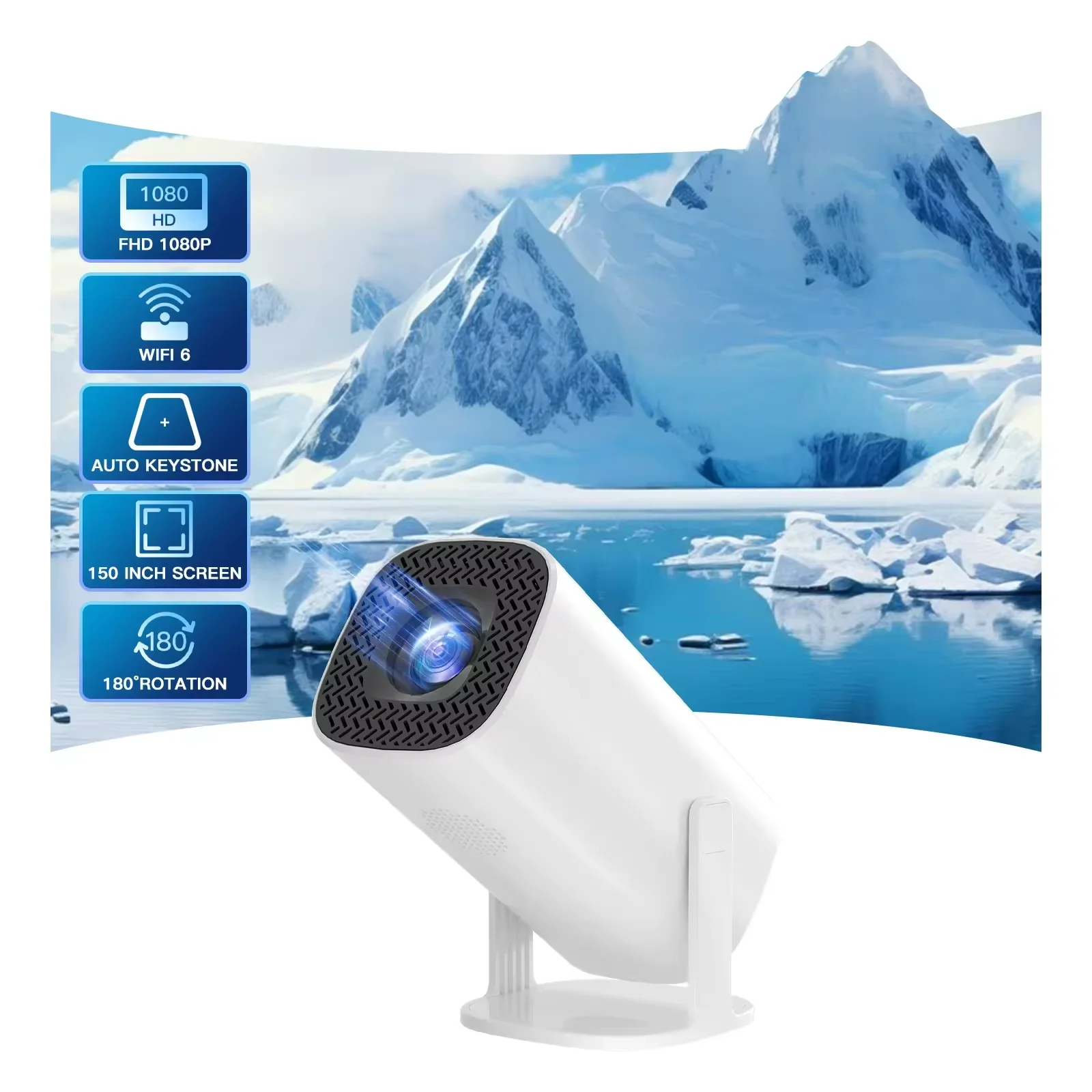 2024 NEW Projector Android 11 4K 1280*720P HY300 Pro Dual Wifi 260ANSI 180 Flexi