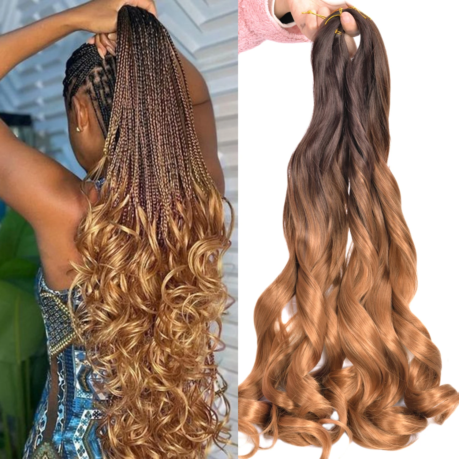 Loose Wave Spiral Curl Braids Synthetic Hair French Curls Braiding Hair Extensio