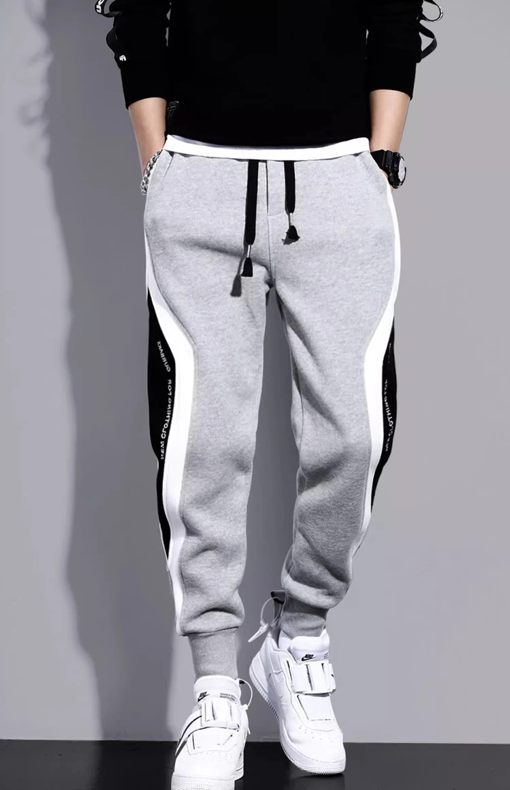 2024 Spring Autumn Men's Sports Pants Male Loose Fitting Leggings Patchwork Runn