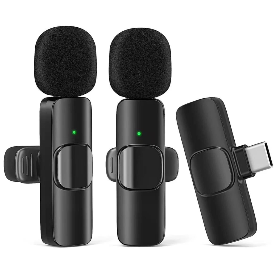 1 drag 2 2.4G Wireless Stereo Lavalier Microphone Live Interview Outdoor Mini No