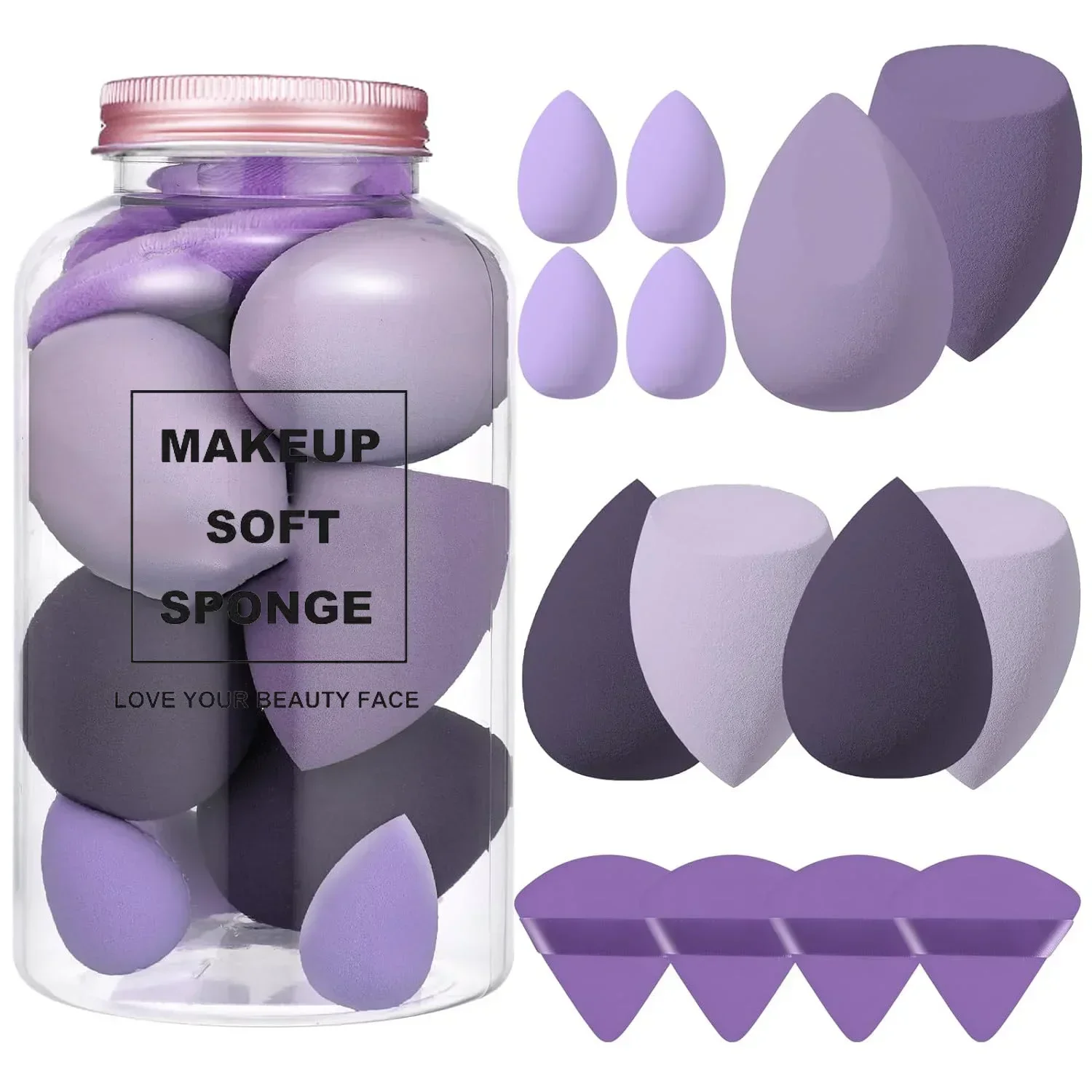12/14Pcs Makeup Sponge Blender Beauty Egg with Storage Bottle Cosmetic Puff Foun
