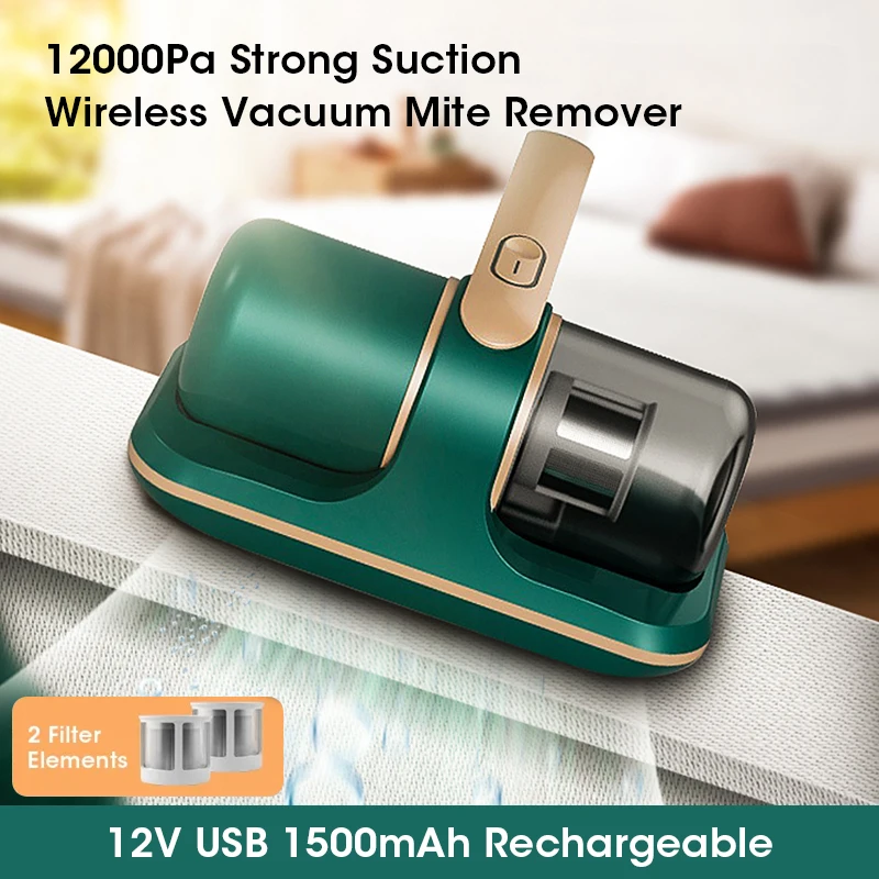 12KPa UV New Mattress Vacuum Mite Remover Dust Wireless Handheld Powerful Suctio