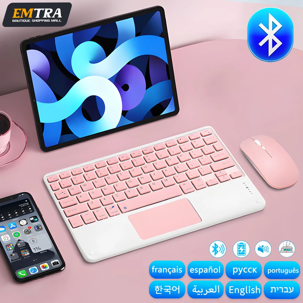 kawaii TrackPad Wireless Keyboard For IOS Android Windows Tablet For iPad Air 4