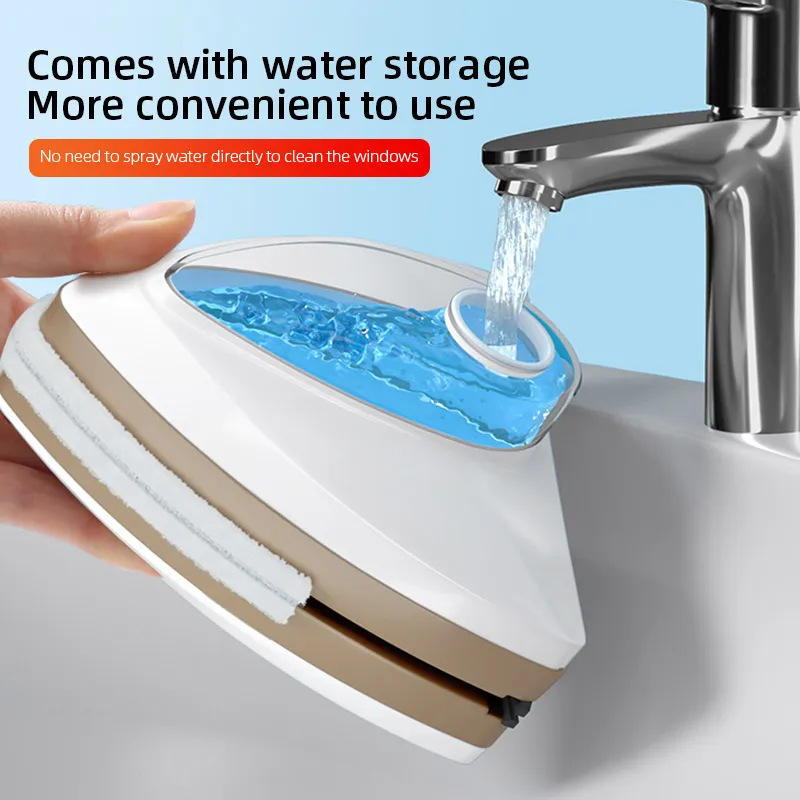 Magnetic Window Cleaner Brush Double-Side Automatic Water Discharge Wiper Glass 