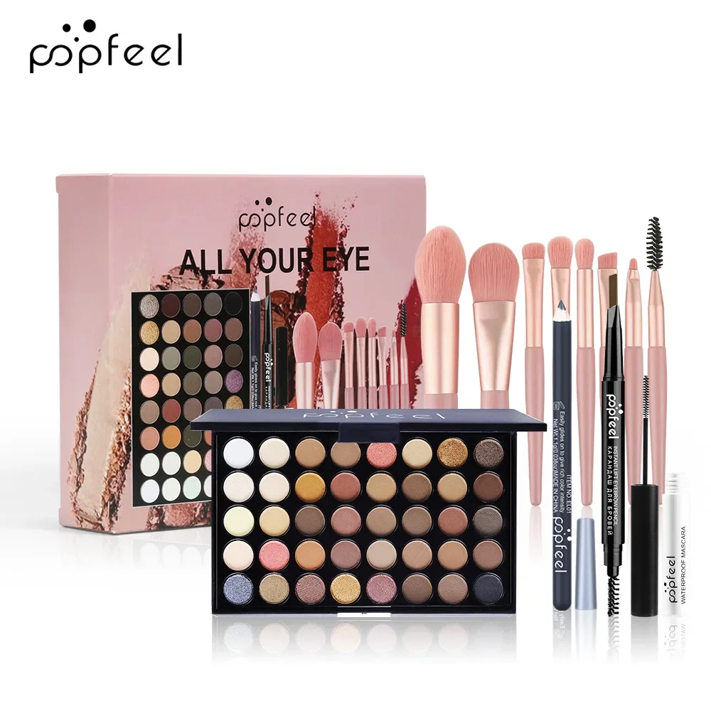 Make Up Sets Eyeshadow Lipstick Eyebrow Concealer Powder Brush Complete Makeup K