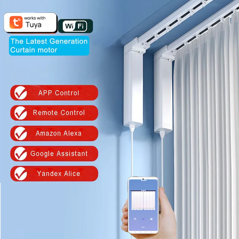 Newest Tuya wifi Curtain engine Motor Support Alexa Google Alice Customizable El
