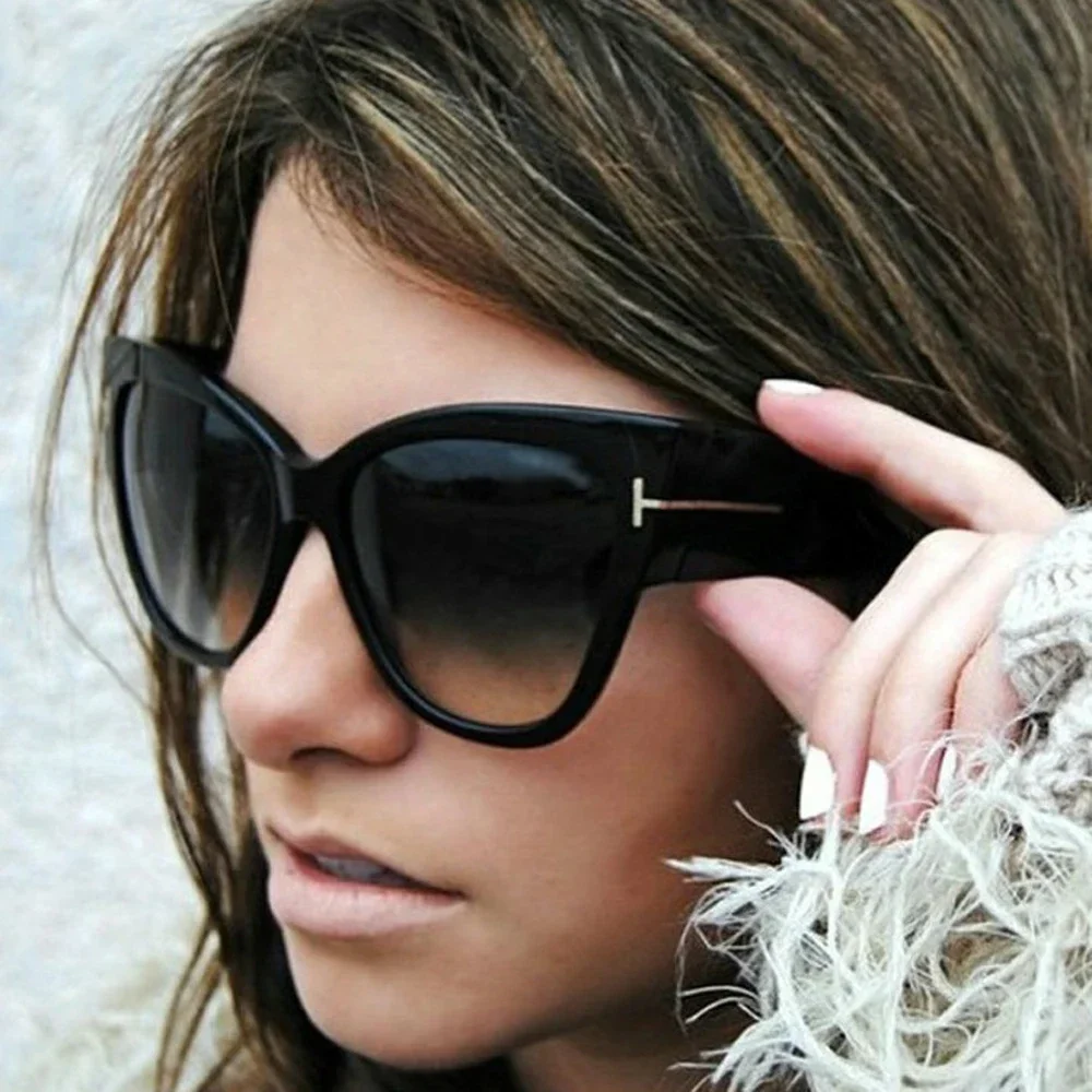 Cat Eye Sunglasses Women Brand Designer Oversized Frame Vintage Gradient Sun Gla