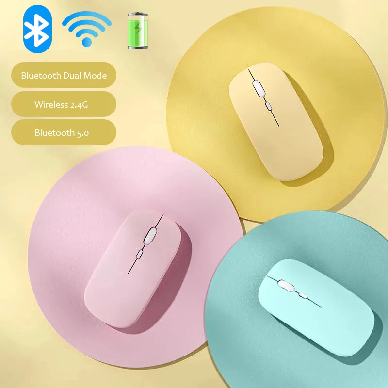Wireless Bluetooth Mouse gamer for MacBook PC iPad Computer Rechargeable Dual Mo