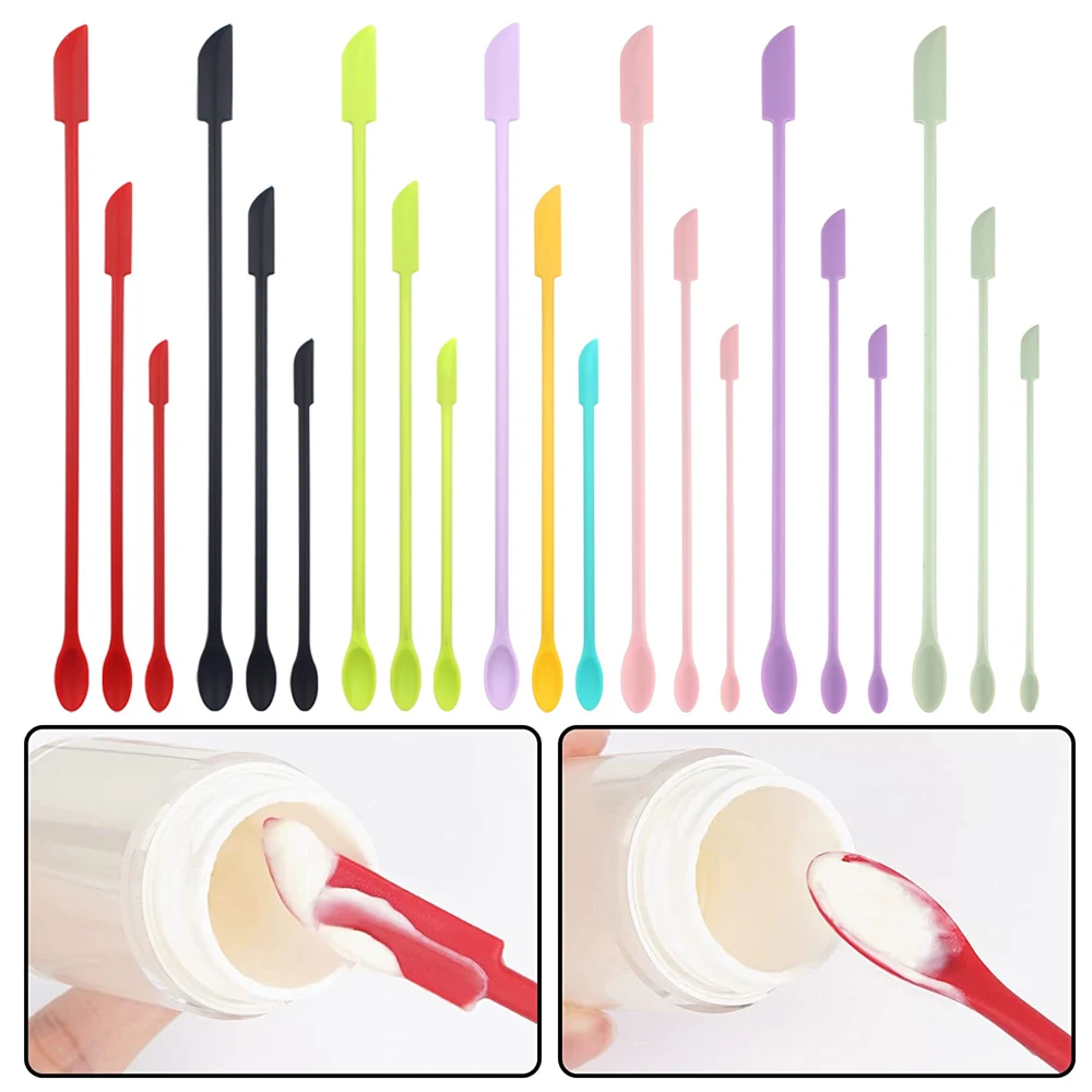 3Pcs Silicone Spatula Set Double-Headed Scraper Cosmetic Jam Cream Deep Bottle M