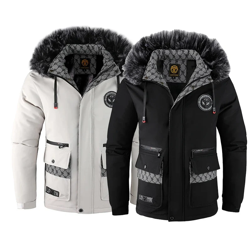 TRAF 2024 New Men's Winter Padded Thickened Fashion Trend Hooded Cotton Jacket O
