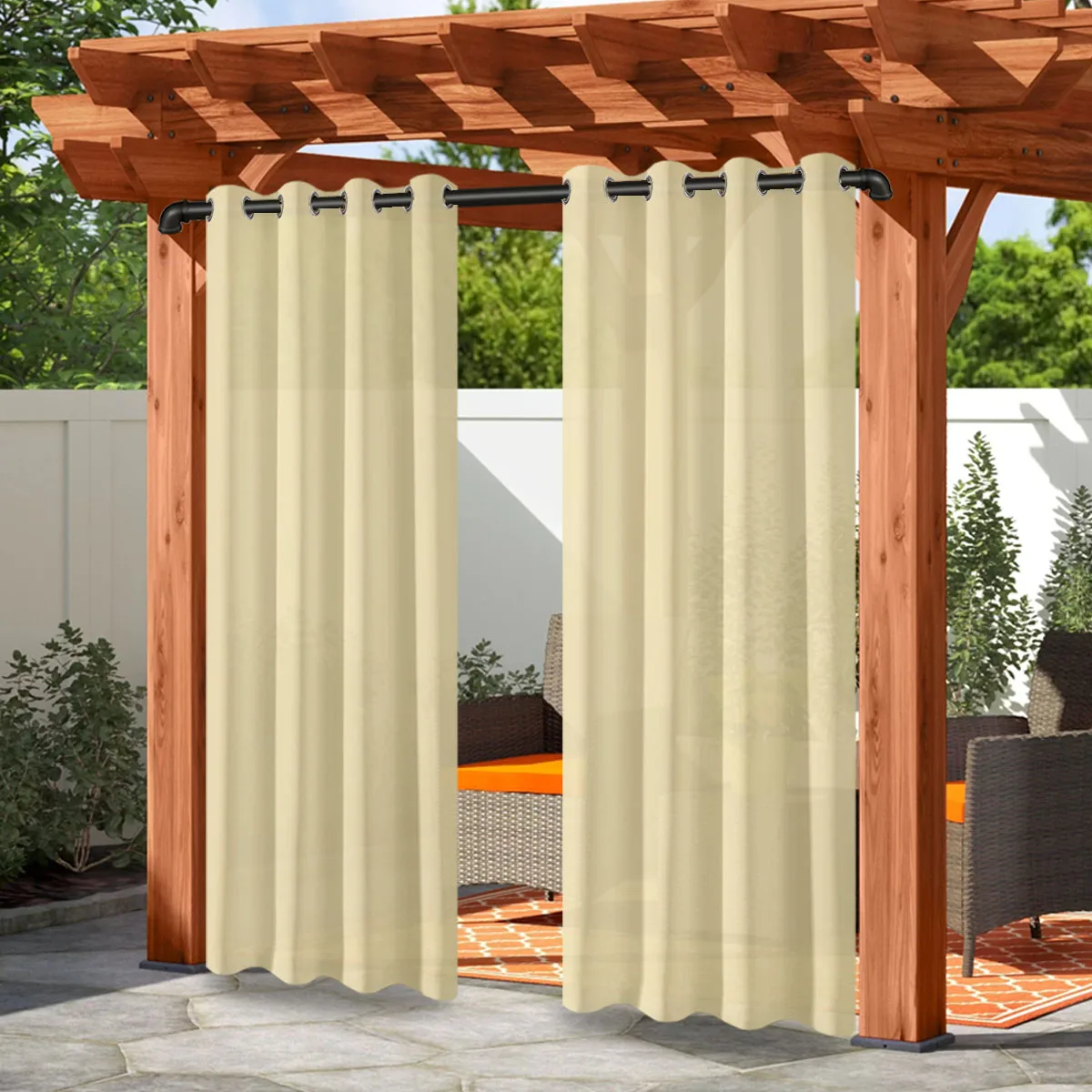 1PC, Privacy Polyster Curtain, Waterproof Outdoor Grommet Top Curtain For Patio,