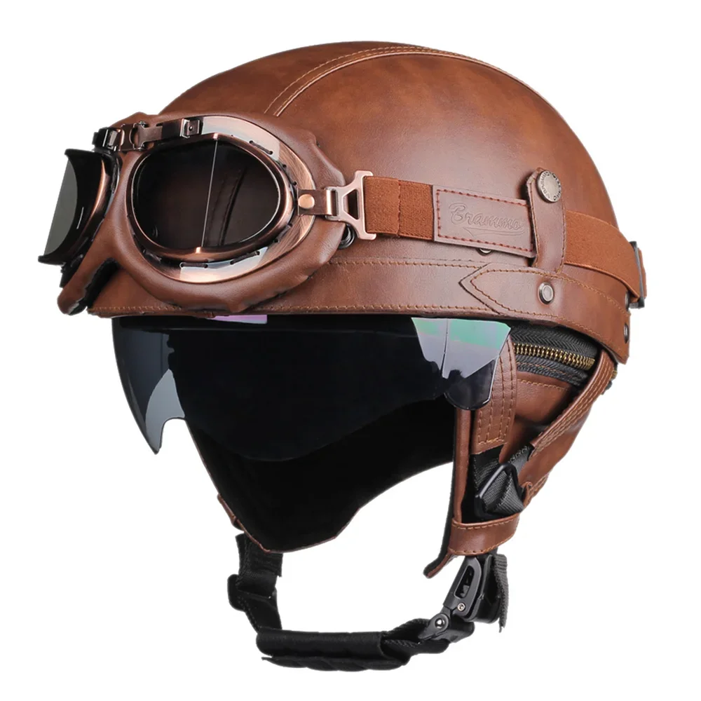 Retro Motorcycle Helmet DOT Certification Moto Helmet Men Women Half Helmet HD L