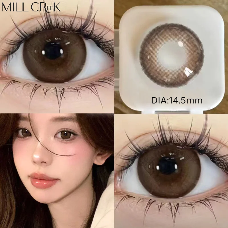 MILL CREEK 1Pair Natural Contact Lenses Brown Lens Large Diameter Korean Lenses