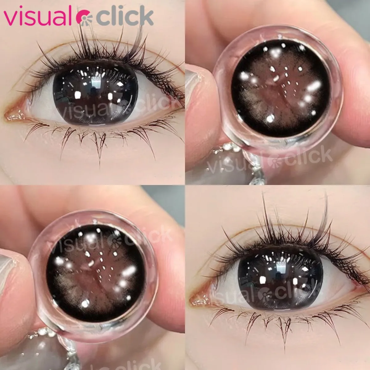 VisualClick 2pcs/Pair Myopia Color Contact Lenses for Eyes with Myopia Black Lar