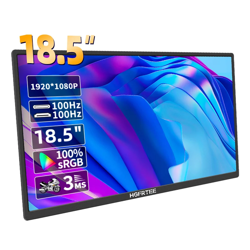 HGFRTEE 18.5inch Portable Monitor 100Hz RGB100% With VESA Hole & Back bracket La