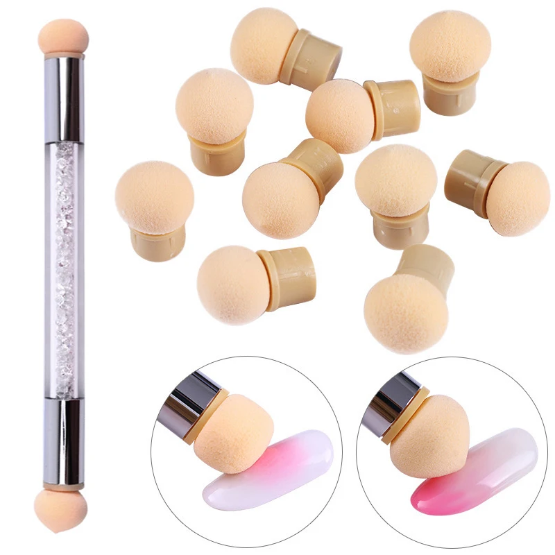 Sponge Heads Replacement Nails Art Gel Polish Color Gradient Brush Glitter Powde