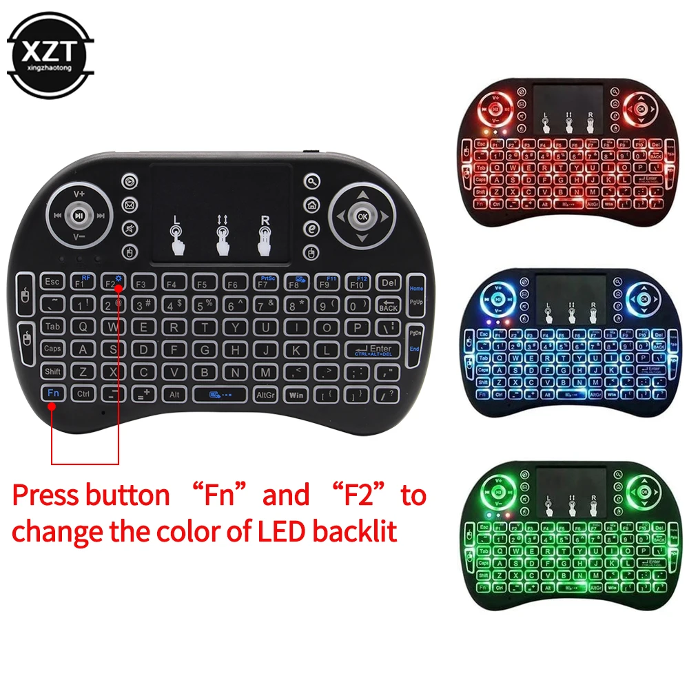 2.4G Mini Wireless Keyboard 3 Color Backlit I8 English Russian Air Mouse Touchpa