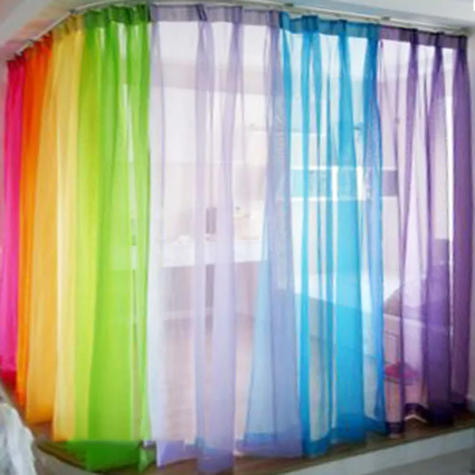 Solid Color Multicolor Bay Window Screening Solid Door Curtains Drape Panel Shee
