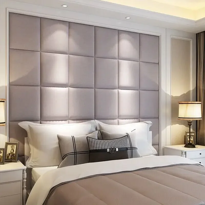 Self-adhesive Bed Headboard Wall Panels Anti-Collision Head Boards 3D Wall Stick